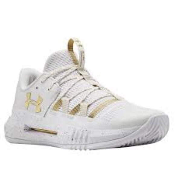 Under Armour Women's Block City 2.0 Volleyball Shoe, White/Gold, 11🏐 - Picture 1 of 12